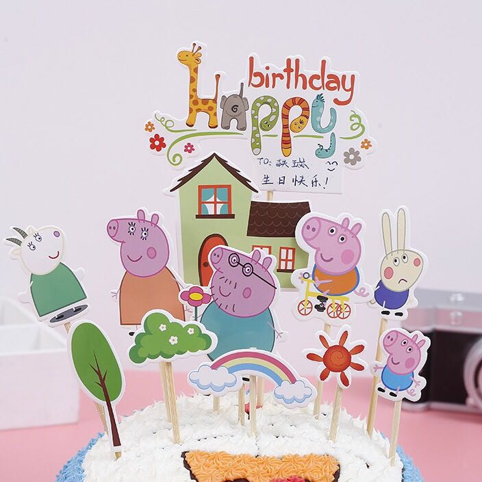 Decorations De Gateau Maison 12 Peppa Pig Cup Cake Toppers George Suzi Zoe Candy Cat Birthday Cupcake Topper