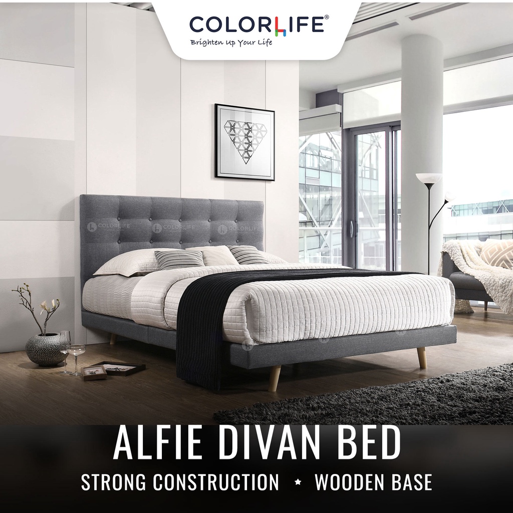 Color Life Alfie Divan Bed / 3 Size Available (Single / Queen / King) / Bedroom Furniture / Affordable Bed