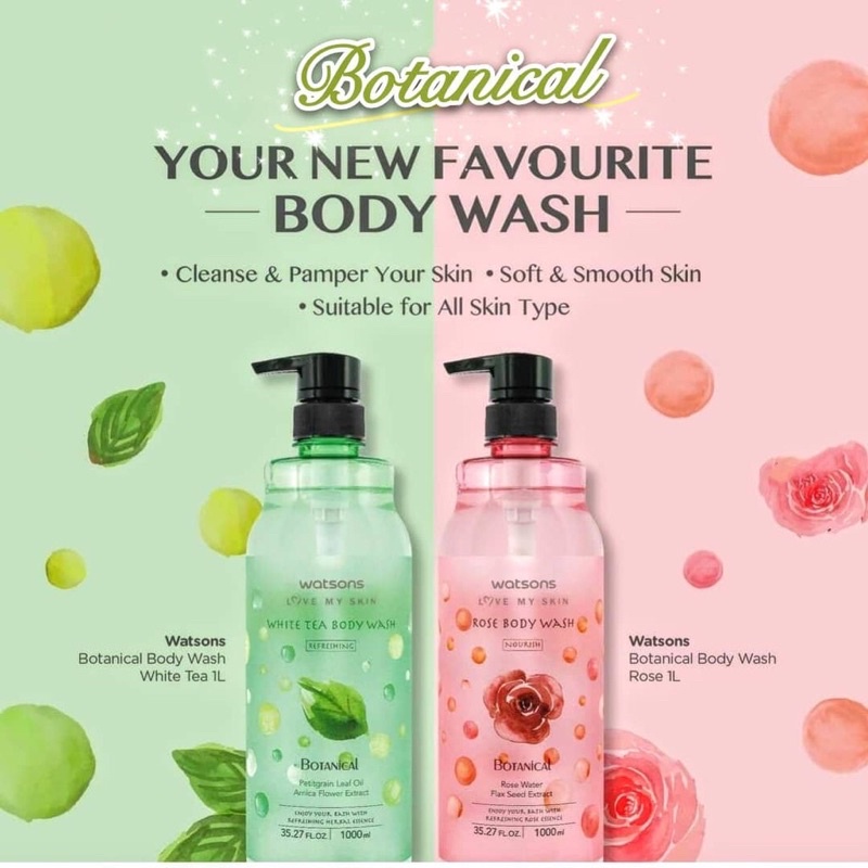 WATSONS Love My Skin Body Wash White Tea/ Rose/ Cherry Blossom Shopee