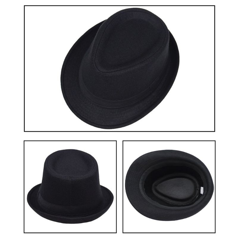 Jazz Fedoras For Women Vintage Wide Brim Fedora Hat Floppy Cloche Men Gangster Hat Chapeu,lightweight,Breathable Color : Black, Size : 56-58CM