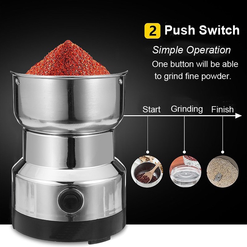 Coffee Bean Grinder Home Grinding Milling Spices Dry Mill Machine High Power Electric Stainless Steel