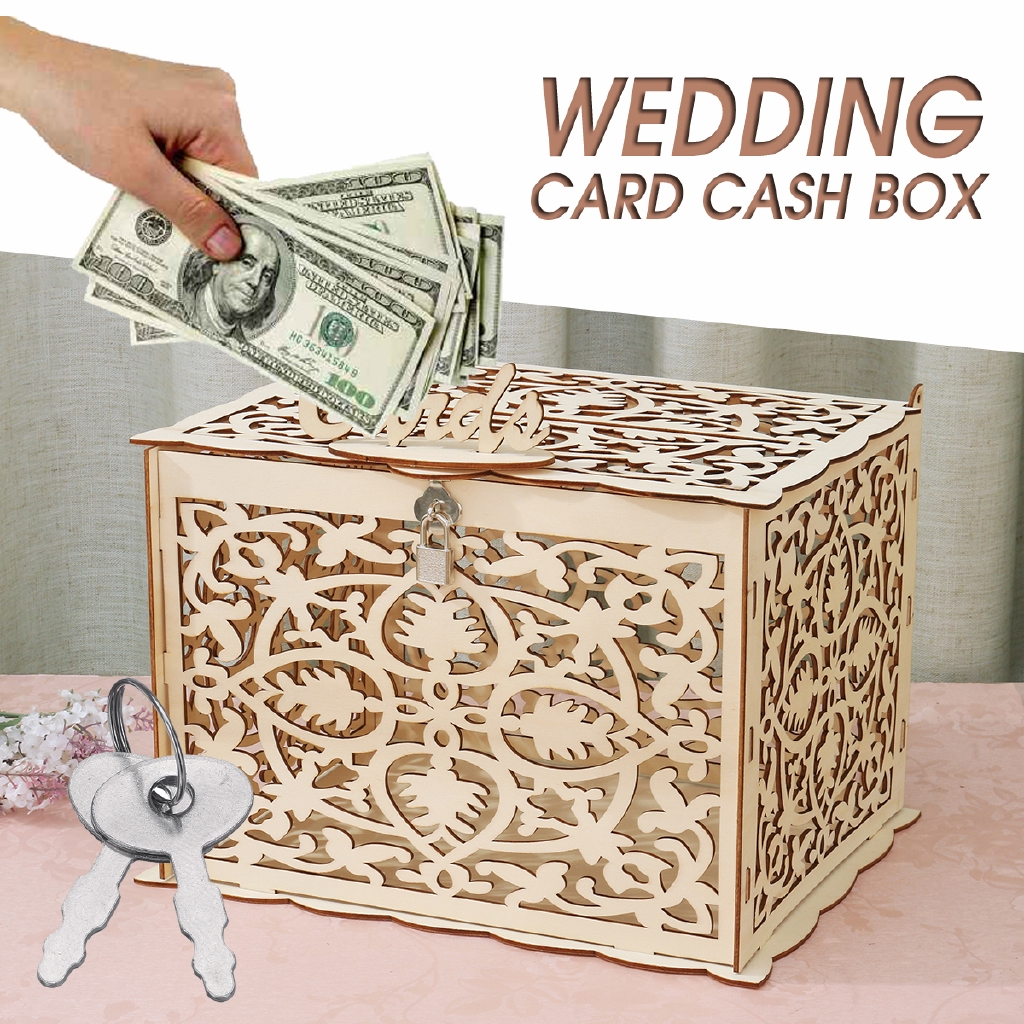 Diy Wooden Wedding Card Box Cash Money Wishing Well Case Holder