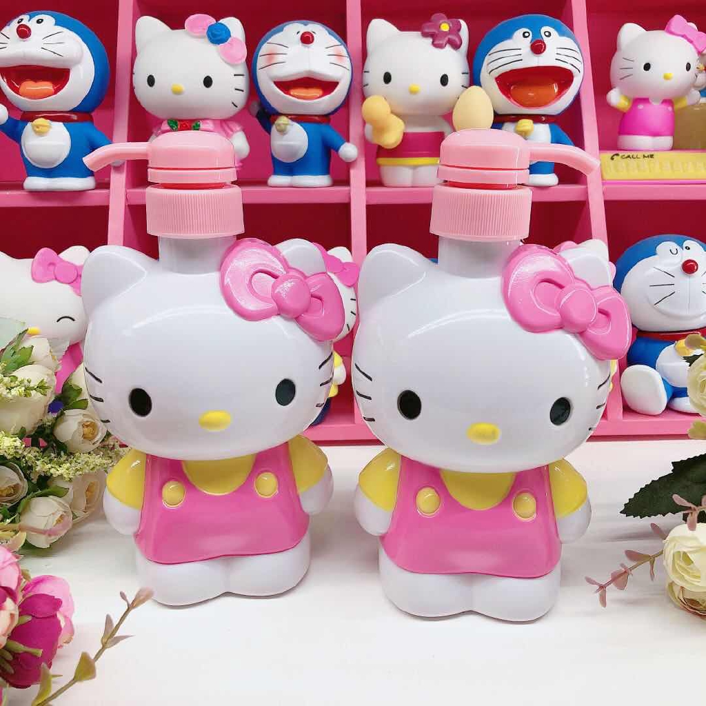 Hello Kitty Push Type Lotion Bottle Bathroom Large-Capacity Sub-Bottling Shampoo/Shower Gel/Hand Wash Empty Cosmetic Travel