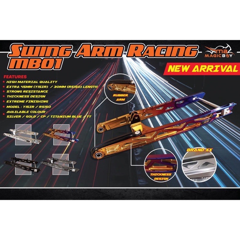 Magic Boy Racing Swing Arm CNC Y15ZR/RS150 (+2 Inchi) Shopee Malaysia