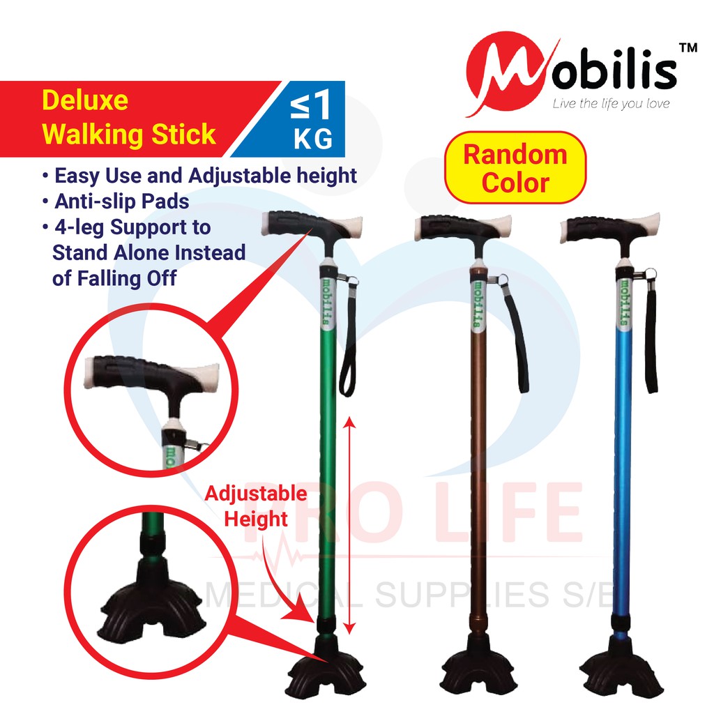 Mobilis Deluxe Walking Stick Mo-9288l With Four Leg Tongkat 4 Kaki 