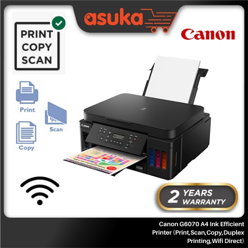 Canon G6070 A4 Ink Efficient Printer (Print,Scan,Copy,Duplex Printing,Wifi Direct) 2 Yrs Warranty
