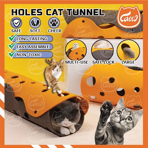 SmallYin Fun Pet Cat and Dog Tunnel 2 Holes Game Tube Ball Folding Fold Game Tunnel Tube 