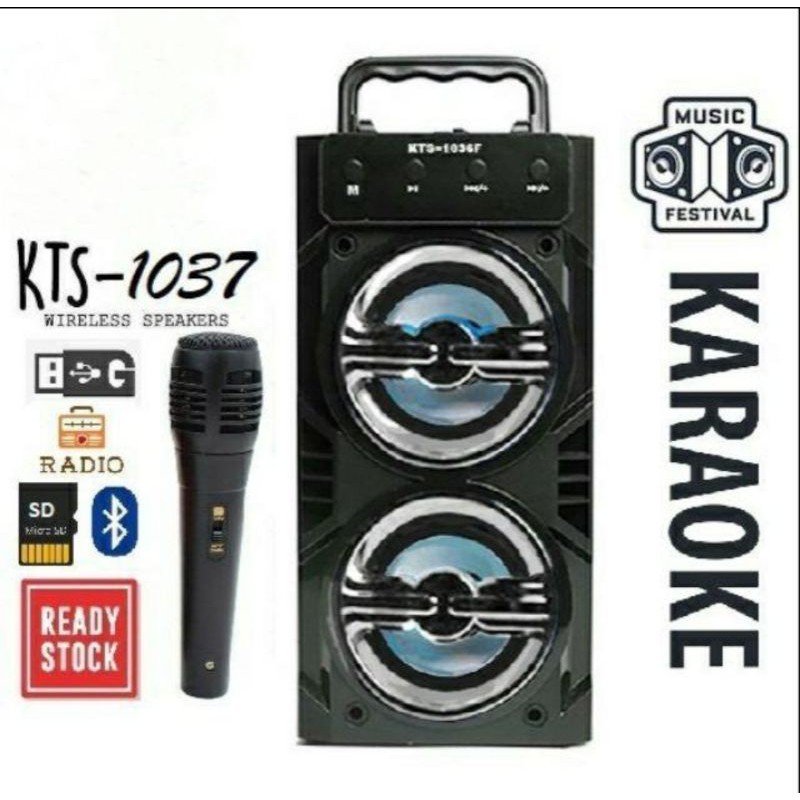 KTS 1037 3inch x2/MS1716 4inch  Karaoke Wireless Bluetooth Speaker With Mic Function Radio, Usb, TF card