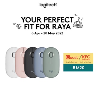 Logitech M350 Pebble Wireless Mouse, Bluetooth, Silent, Quiet Click, for Laptop/Notebook/PC/Mac
