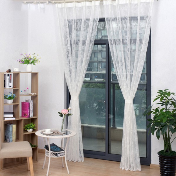White Lace Tulle Curtain For Party Hotel Living Room Separate