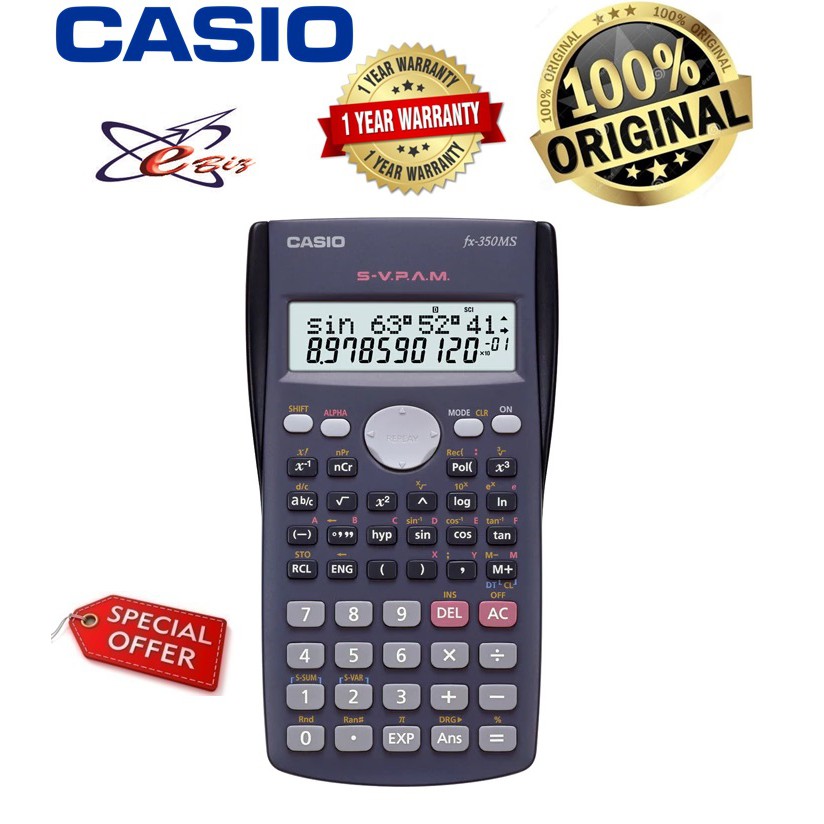 Casio Fx 350ms Scientific Calculators 10 2 Digits 2 Lines Display Shopee Malaysia