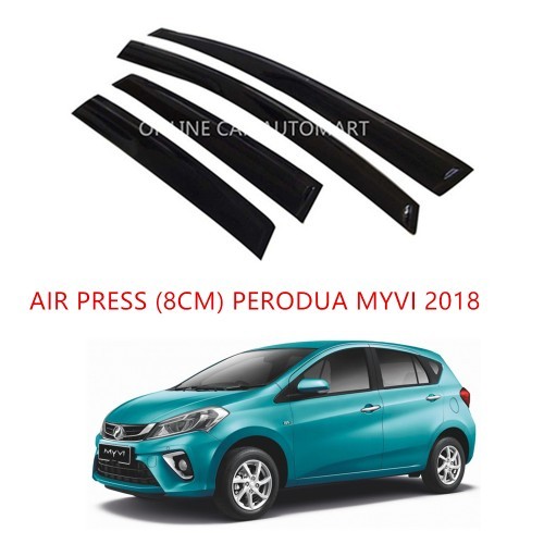 Air Press Window Door Visor Wind Deflector Anti 8cm (4PCS) for Perodua Myvi 2018