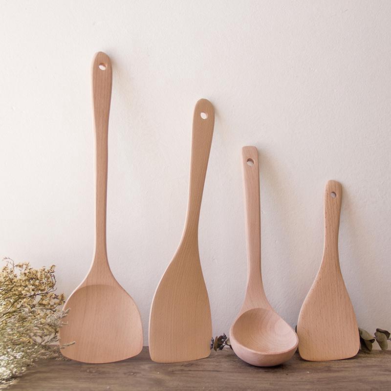 Bamboo Wood Spoon Mixing Spatula Natural Health Mixing Holder Cooking Utensils Shovelsels Kitchen