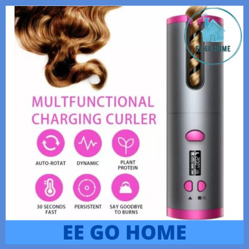 Automatic Hair Curler Curling Iron Wireless Ceramic USB Rechargeable With LED Digital 无线自动卷发神器 卷发棒