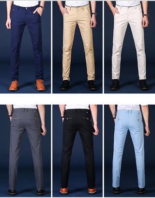 READY STOCK Men Pants Cotton Formal Pants Chinos Elastic Smart Men ...