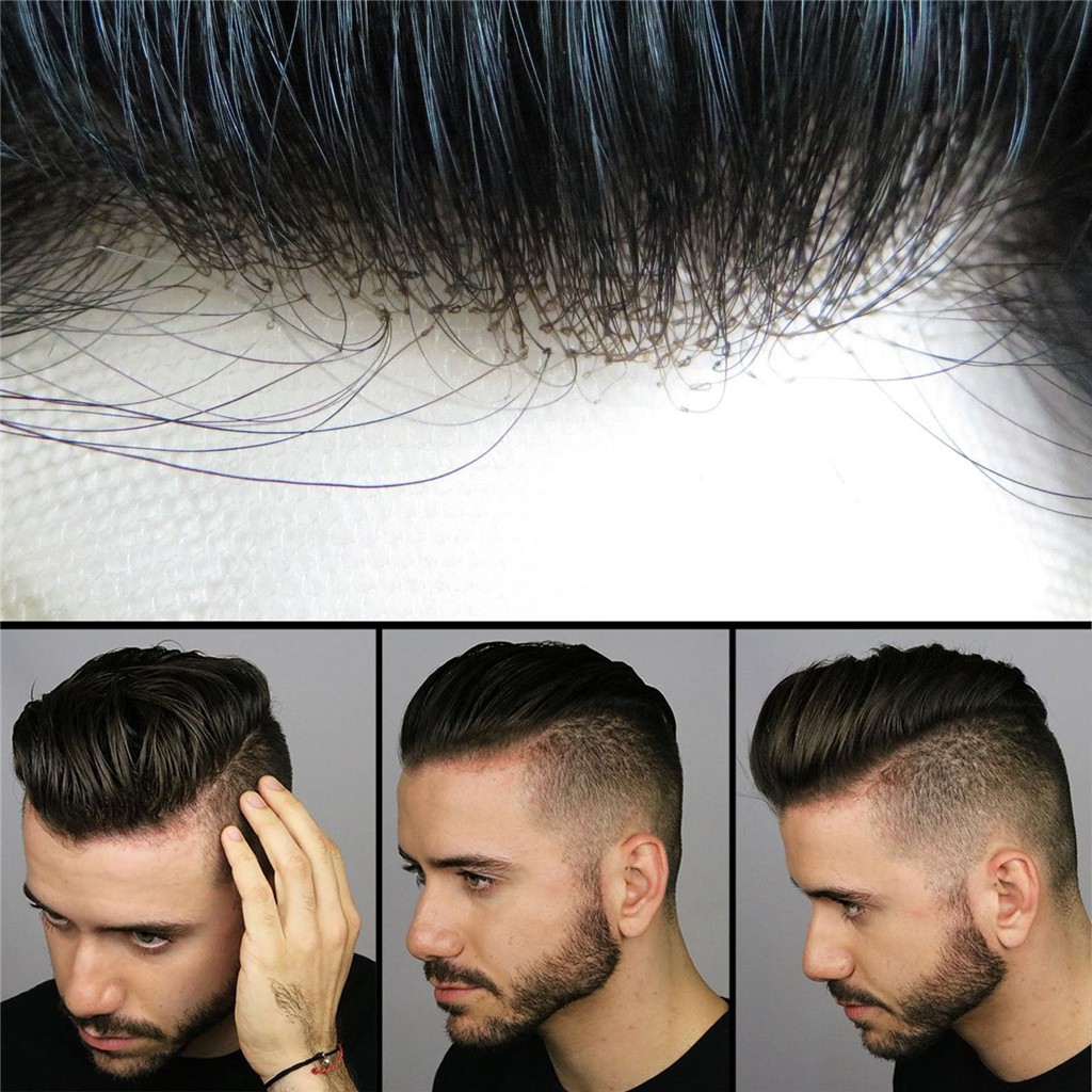 Undetectable French Lace Hair Replacement System Mens Toupee
