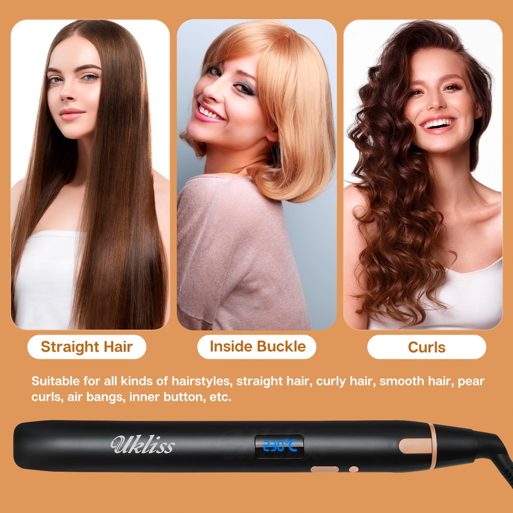KL STOCK) Professional hair straightener 2in1 flat iron curling straight  hair fast ceramic heating | Shopee Malaysia