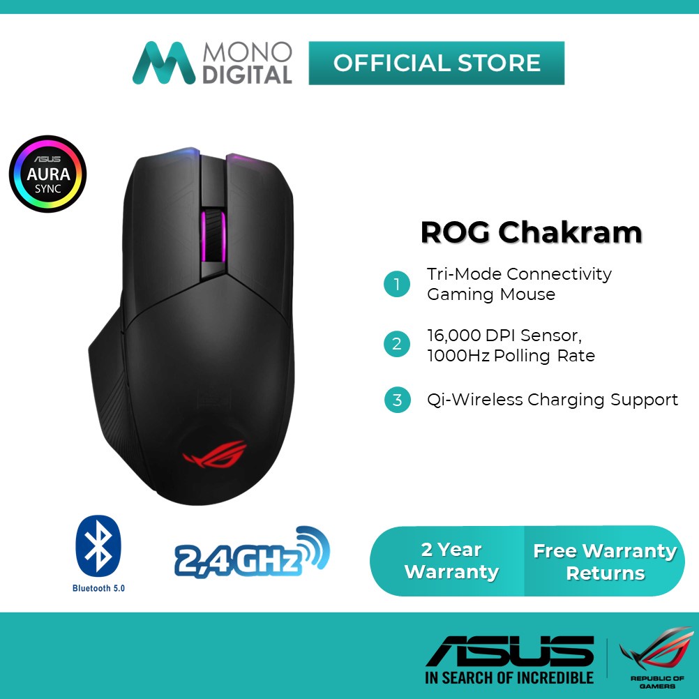 Asus Rog Chakram Chakram Core Rgb Wired Wireless Gaming Mouse With Qi Wireless Charging P511 P704 Shopee Malaysia