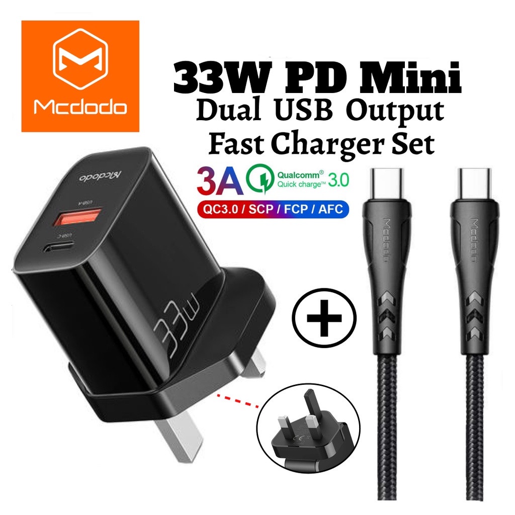 MCDODO CH0912 33W Fast Charger Adapter + TypeC To Type C Cable / PD