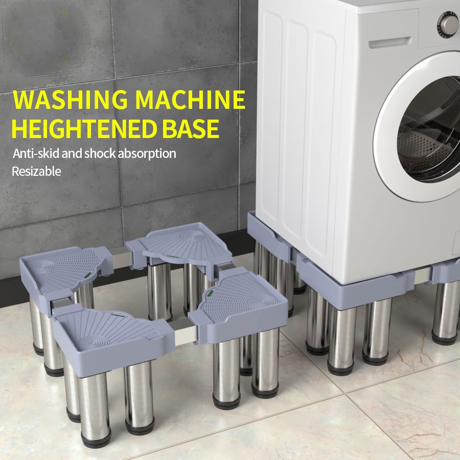 13.5Cm/18Cm Height Steel Legs Adjustable Washing Machine Stand Base Fridge Holder Refrigerator Movable Washer Raiser