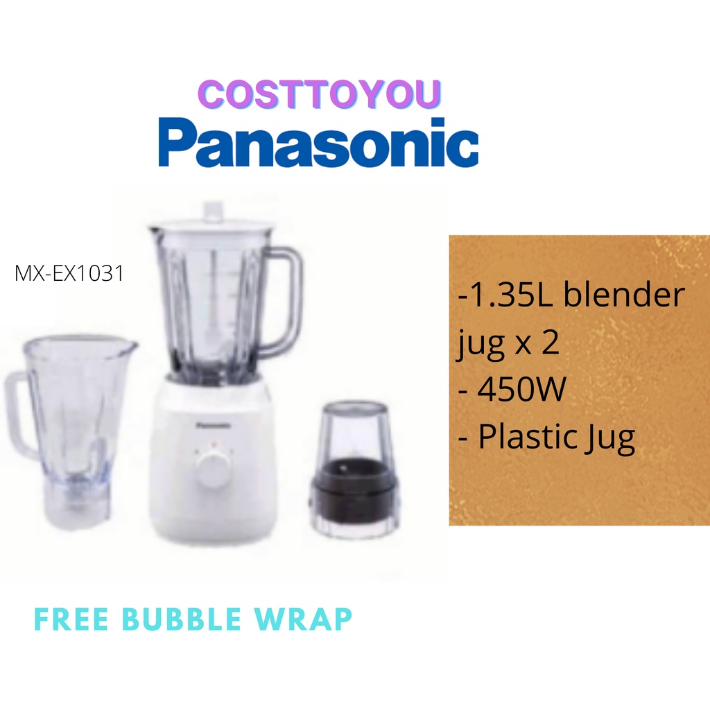 Panasonic blender/pengisar plastic jug and dry mill Mx-em1031