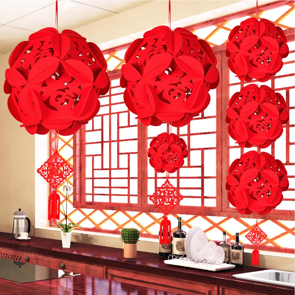 3 Pcs Chinese New Year Hanging Lanterns Spring Festival Decoration