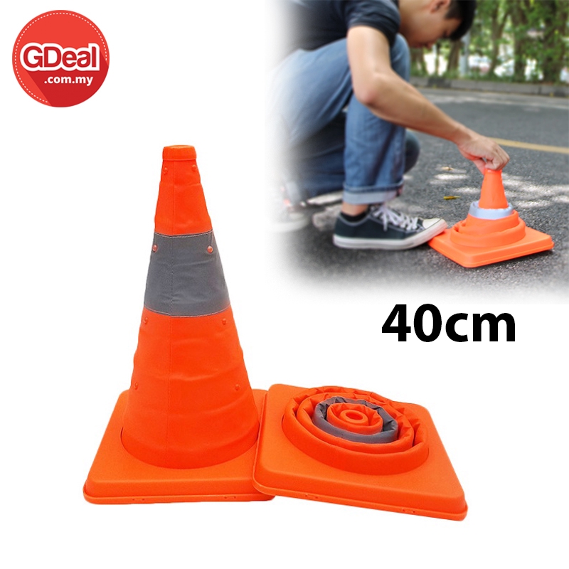 Portable Telescopic Foldable Road Cone Traffic Warning Sign Traffic Cone Reflective Oxford Road Safety Facilities (40cm)