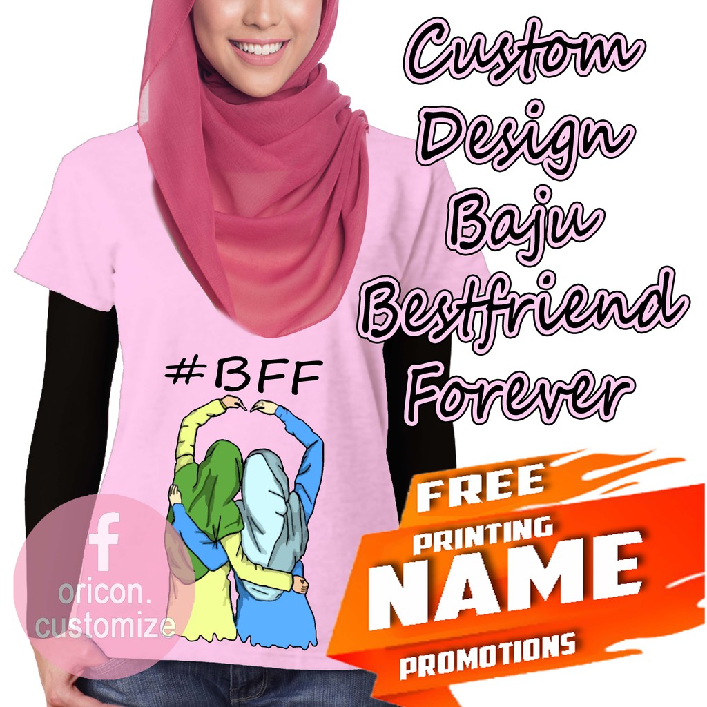 Bff T Shirt Baju Kawan Korean Style Muslimah Design Perempuan Best Friends Remaja Trend Shopee Malaysia