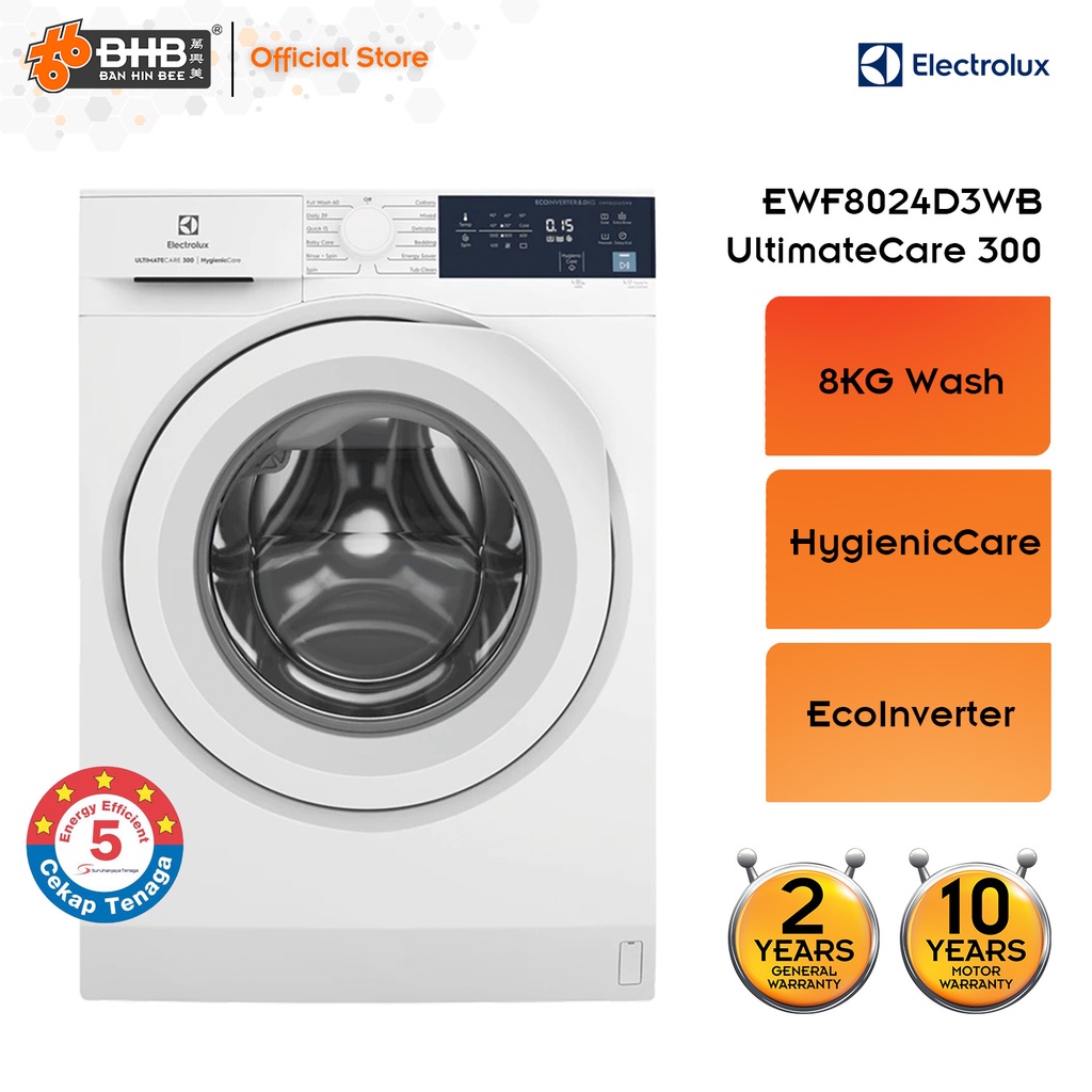 (NEW) Electrolux EWF8024D3WB 8kg UltimateCare 300 Front Load Washing ...