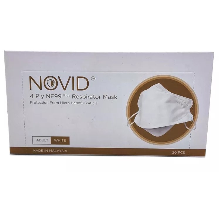 Novid 4-Ply NF99 Plus Respirator Mask -White -20pcs/box (*MDA Approved ...