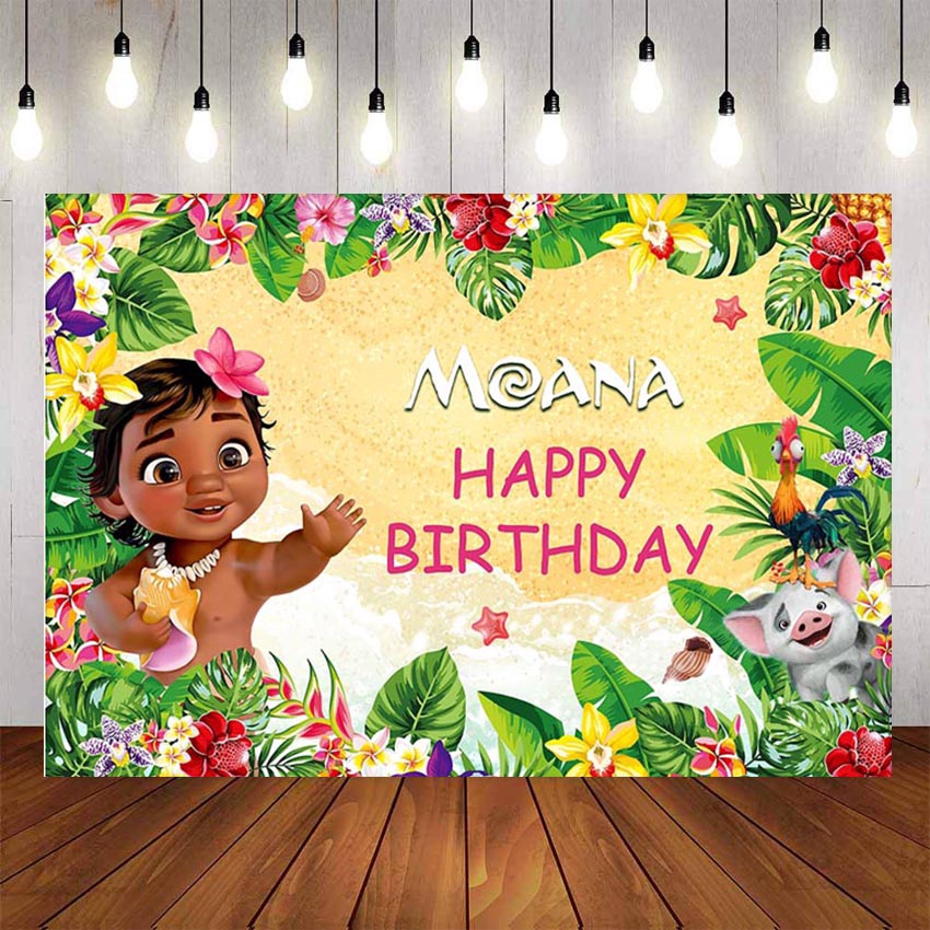 Moana Birthday Backdrop Hawaiian Luau Photography Backdrops Baby Girl Aloha Party Background Decoration Photobooth Custom Name Photo Shopee Malaysia