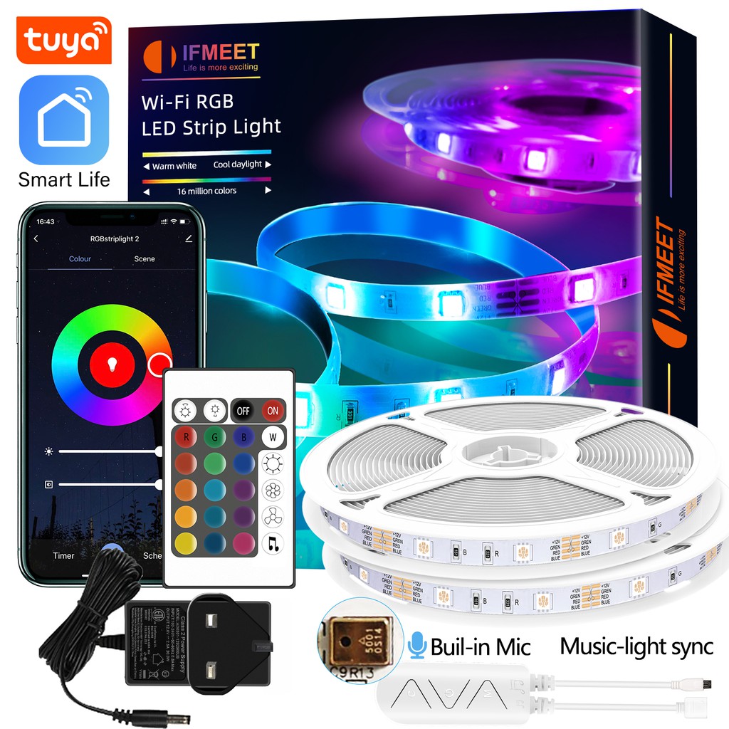 20M TuYa Smart Life WiFi RGB LED Strip 5050 Works with ...