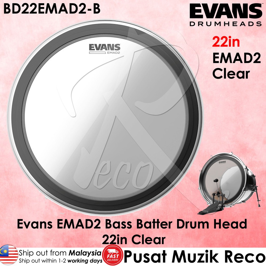 Evans BD22EMAD2B EMAD2 Clear Bass Batter Drum Head 22" Bass Drumhead / Drumskin / Drum Skin