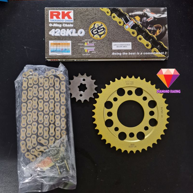 428 /420 ORING HONDA ALPHA/ WAVE125 / W100R RK O-RING SET COMBO DIAMONR GOLD CHAIN.