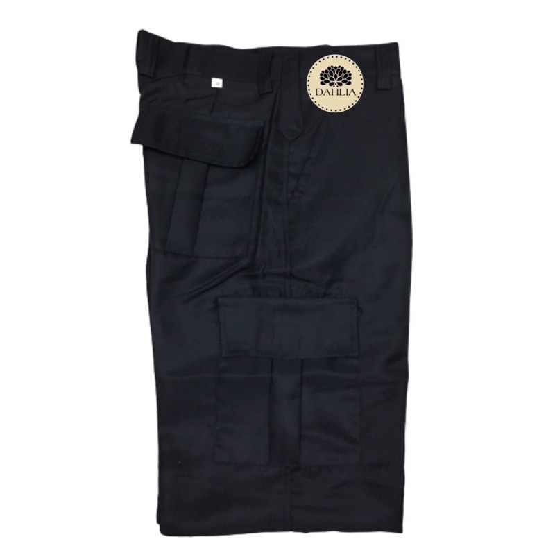 BLACK SLACK PANT MULTI POCKET SECURITY GUARD PANT WORKING PANT SELUAR
