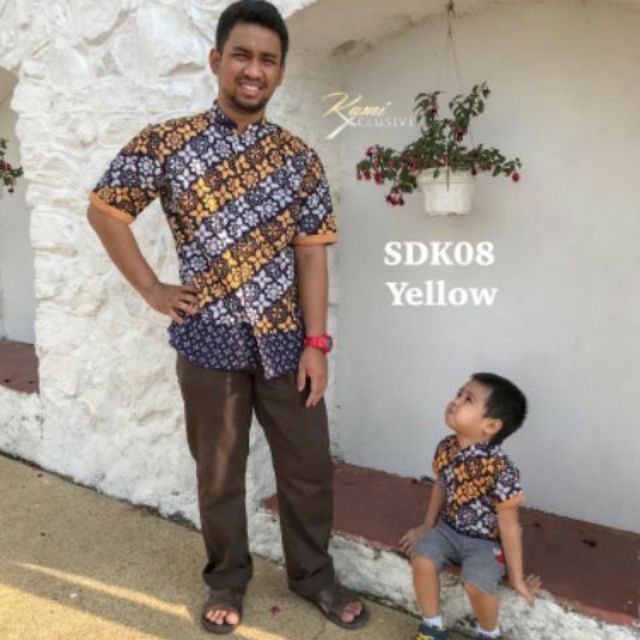 SET BATIK  SEDONDON KUNING KEMEJA  KAIN BATIK  PASANG 