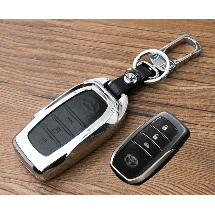 Toyota Camry & Fortuner Keyless Remote Car Key Metal Leather Cover ...