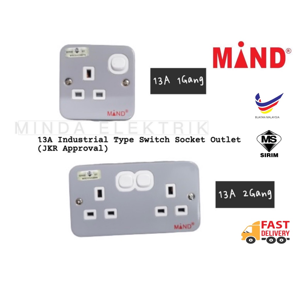 MIND 13A Metal Clad Industrial Switch Socket Outlet/ 13A Metal Clad ...