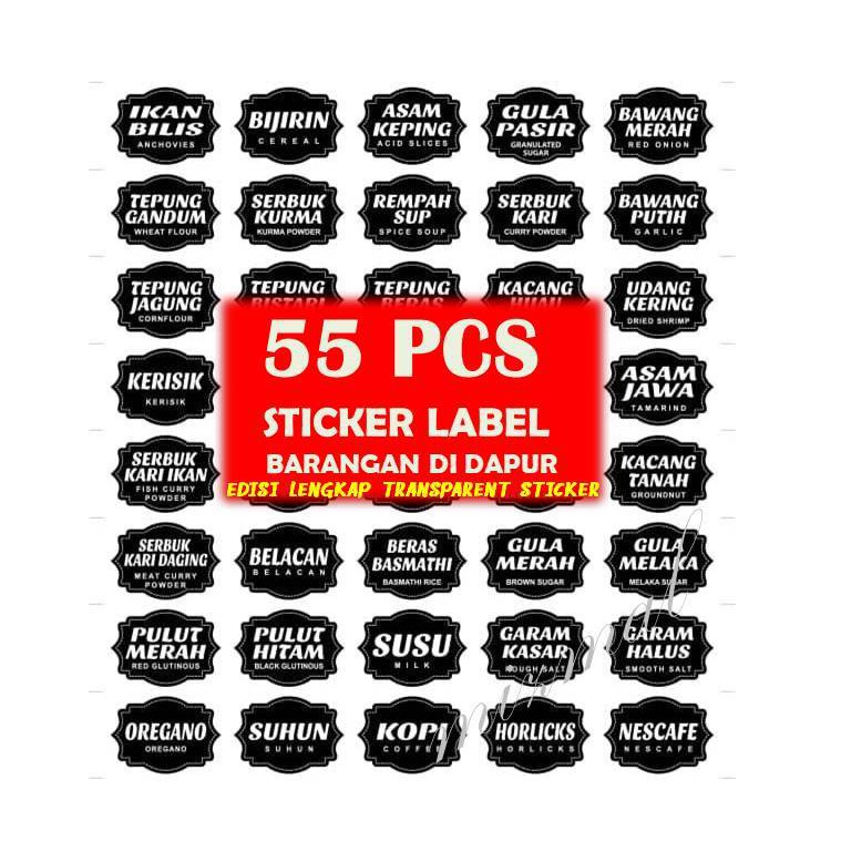 Stiker Dapur  55pcs Kitchen Label  Sticker  Sticker  Dapur  