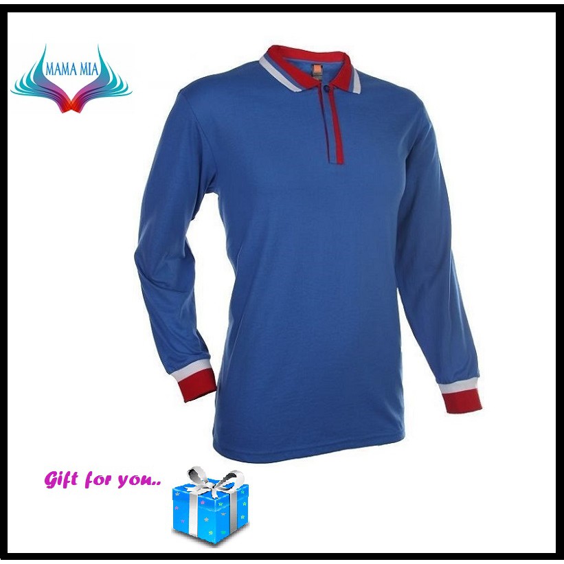 Baju Kolar Polo Long Sleeve Lengan Panjang Oren Sport Sj05 Royal Blue Shopee Malaysia