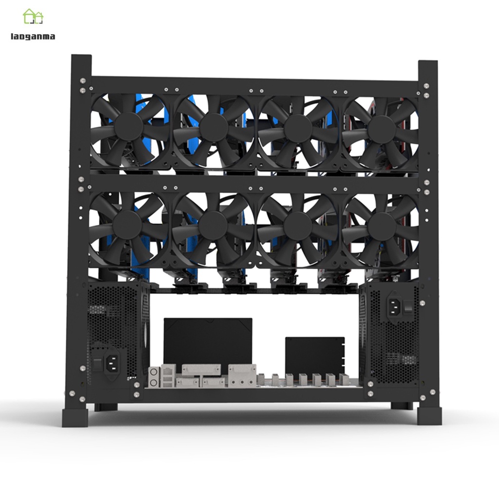 Mining Case Rack Motherboard Bracket Open Mining Rig Frame Steel Air Miner Computer Frame Rig Case ETH/ETC/ZEC Ether Accessory Tool Up to 12 GPU 3 Layers Only Without Fans Switches Lights PSU&GPU 