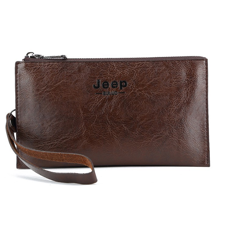 Dompet lelaki tahan air perniagaan dompet panjang tahan air dompet kulit hadiah asli dompet panjang lelaki beg tangan kapasiti besar kad multi-kad zip clutch bag pemuda beg telefon bimbit pasang