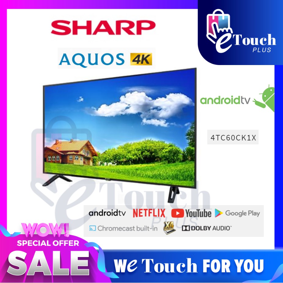Sharp 60 Inch 4K UHD Android Smart Internet LED TV DVB-T2 4TC60DK1X