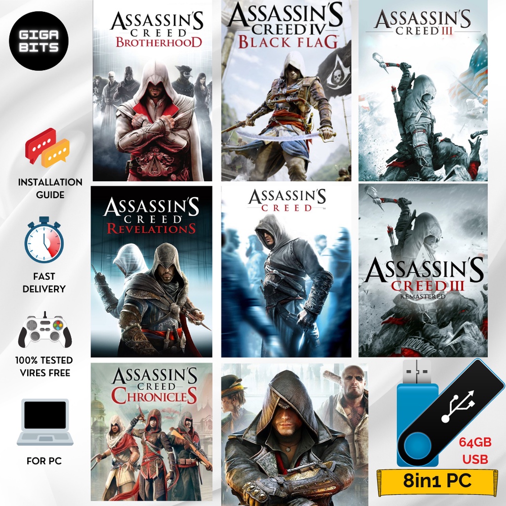 Assassin's creed full collection pendrive 64gb revelations gta II Brotherhood Revelations Creed III Creed 4.Black Flag