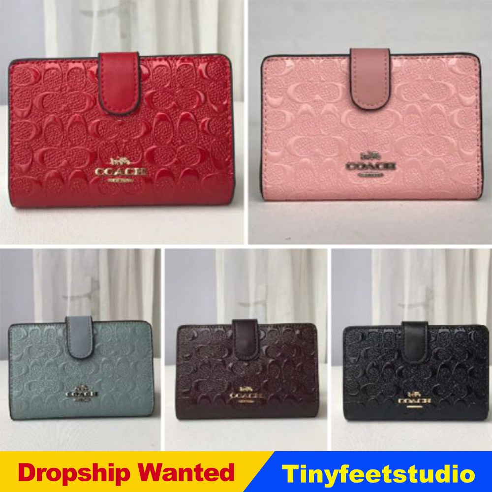 Coach F25937 Medium Corner Zip Wallet Debossed Signature Leather Women Fold  Over Purse Short Card Coin Purse 25937 | Shopee Malaysia