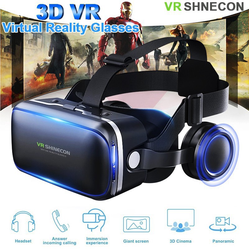 3D VR Glasses Vritual Reality Full Screen Shinecon 6.0 Bluetooth Headset VR Glasses Helmet 3D Box