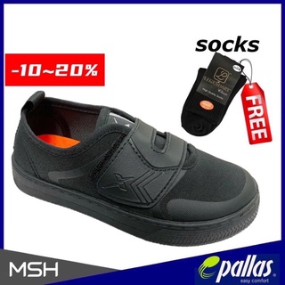 Pallas X-Series Black school shoes(Free socks) 015