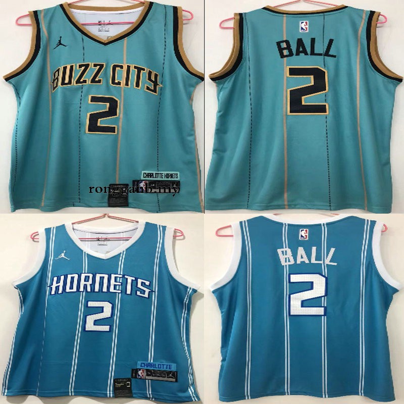 Nba Men S Jersey Charlotte Hornets 2 Lamelo Ball Blue Green Stripes Nba New Season Basketball Jersey Shopee Malaysia