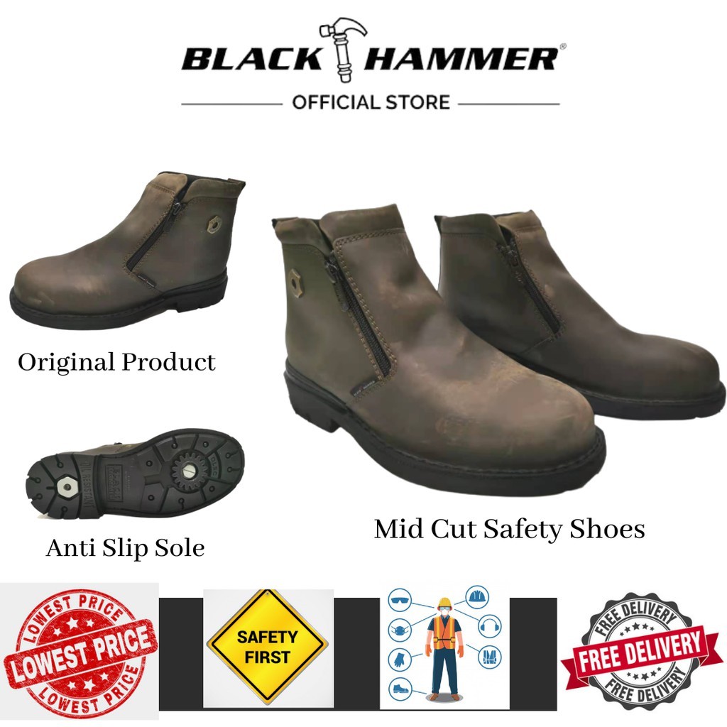 BLACK HAMMER Original Leather Safety Shoe BH4663 | Kasut Keselamatan ...