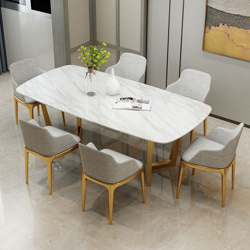 Marble dining table simple small apartment dining table Marble dining table simple small apartment dining table